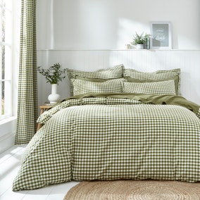 Portloe Woven Gingham 100% Cotton Duvet Cover &amp;amp; Pillowcase Set