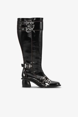 GANNI, Black Feminine Buckle High Boots