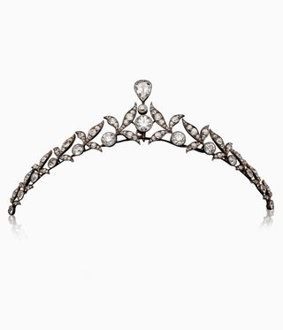 Delicate diamond tiara on a pale grey background