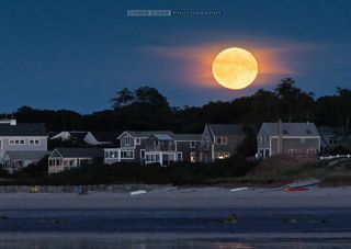 Harvest Moon over Cape Cod, Massachusetts