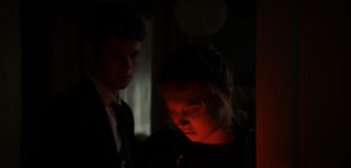 Terrorised by the Red Rose app! Noah (Harry Redding) and Wren (Amelia Clarkson).