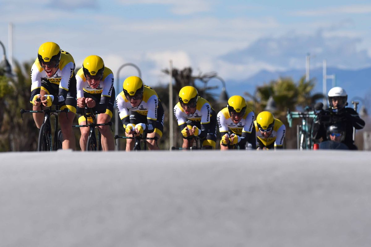 LottoNl-Jumbo in the team time trial in Tirreno-Adriatico