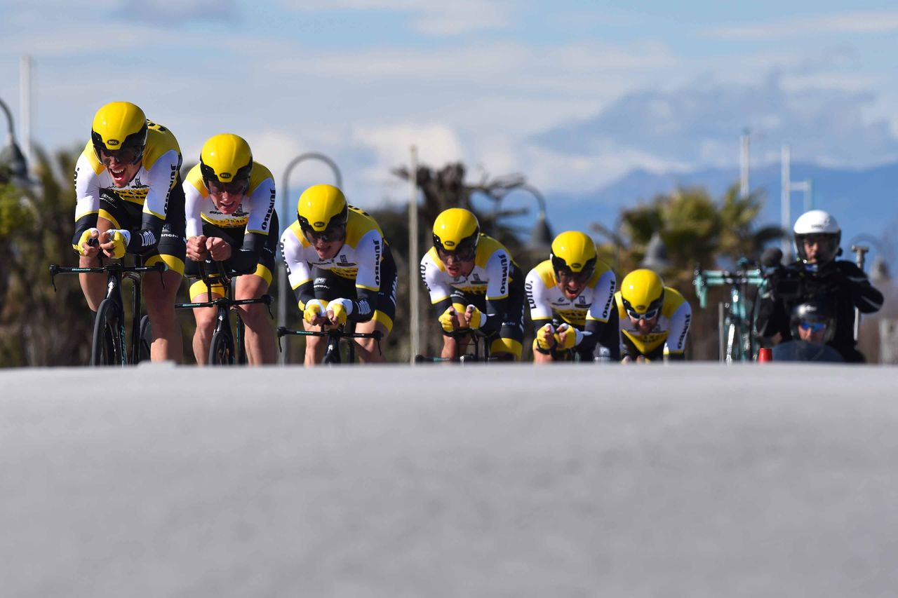 LottoNl-Jumbo in the team time trial in Tirreno-Adriatico