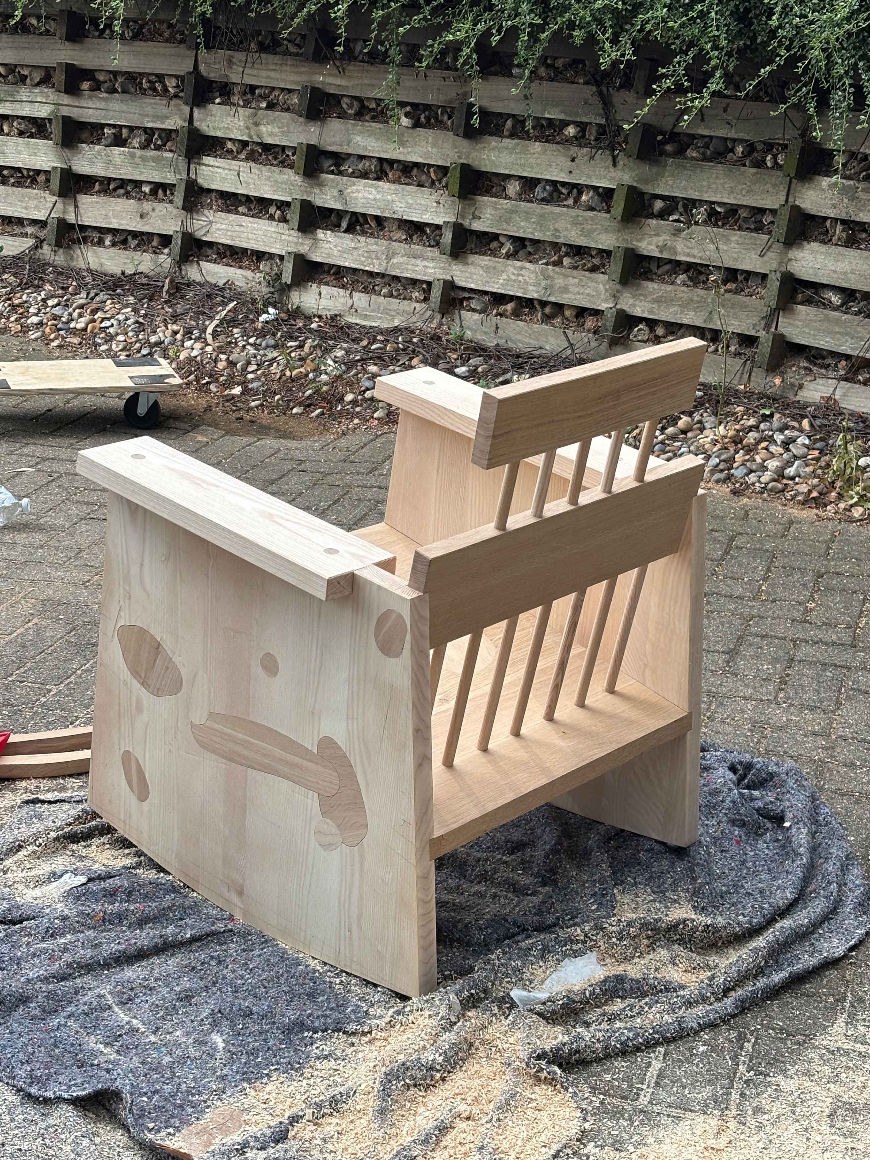 wooden chair, seen from the back