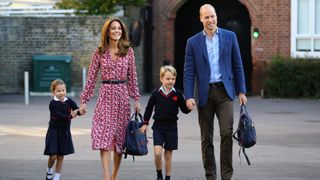The Duke and Duchess of Cambridge take Prince George and Princess Charlotte to school