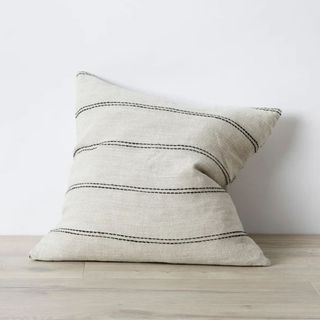 neutral striped square cushion