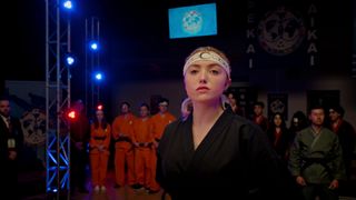 Tory stands in front of the other dojos in Cobra Kai season 6 part 3