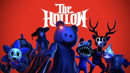 Promotional Art for Roblox The Hollow featuring Piggy, The Deer, and more.