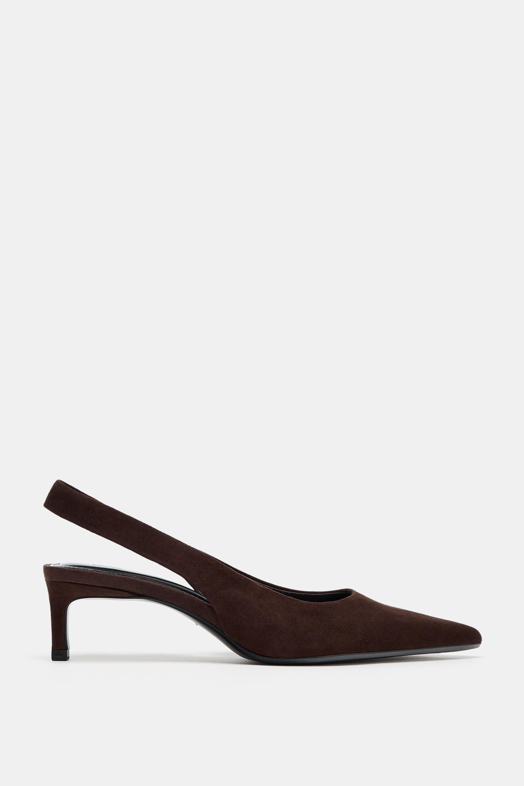 Suede Kitten Heel Slingback Shoes