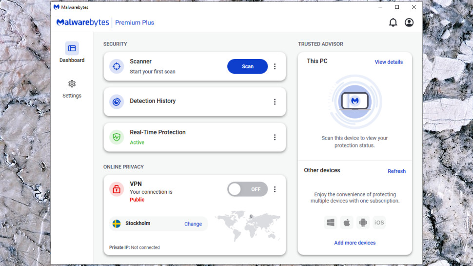 Malwarebytes Premium Plus interface