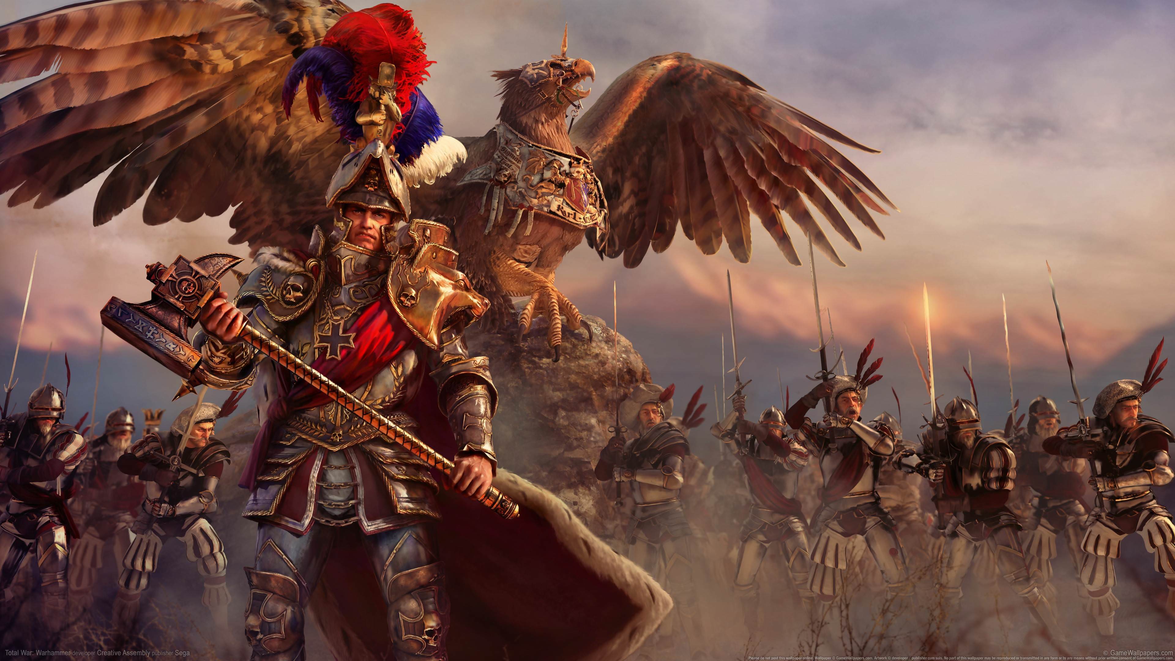 An army of the Empire, complete with griffon, in Total War: Warhammer