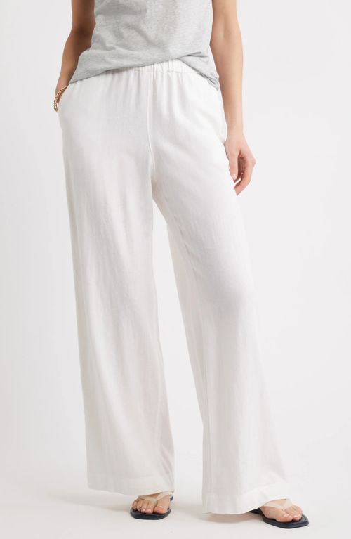 Wide Leg Pull-On Linen Blend Pants
