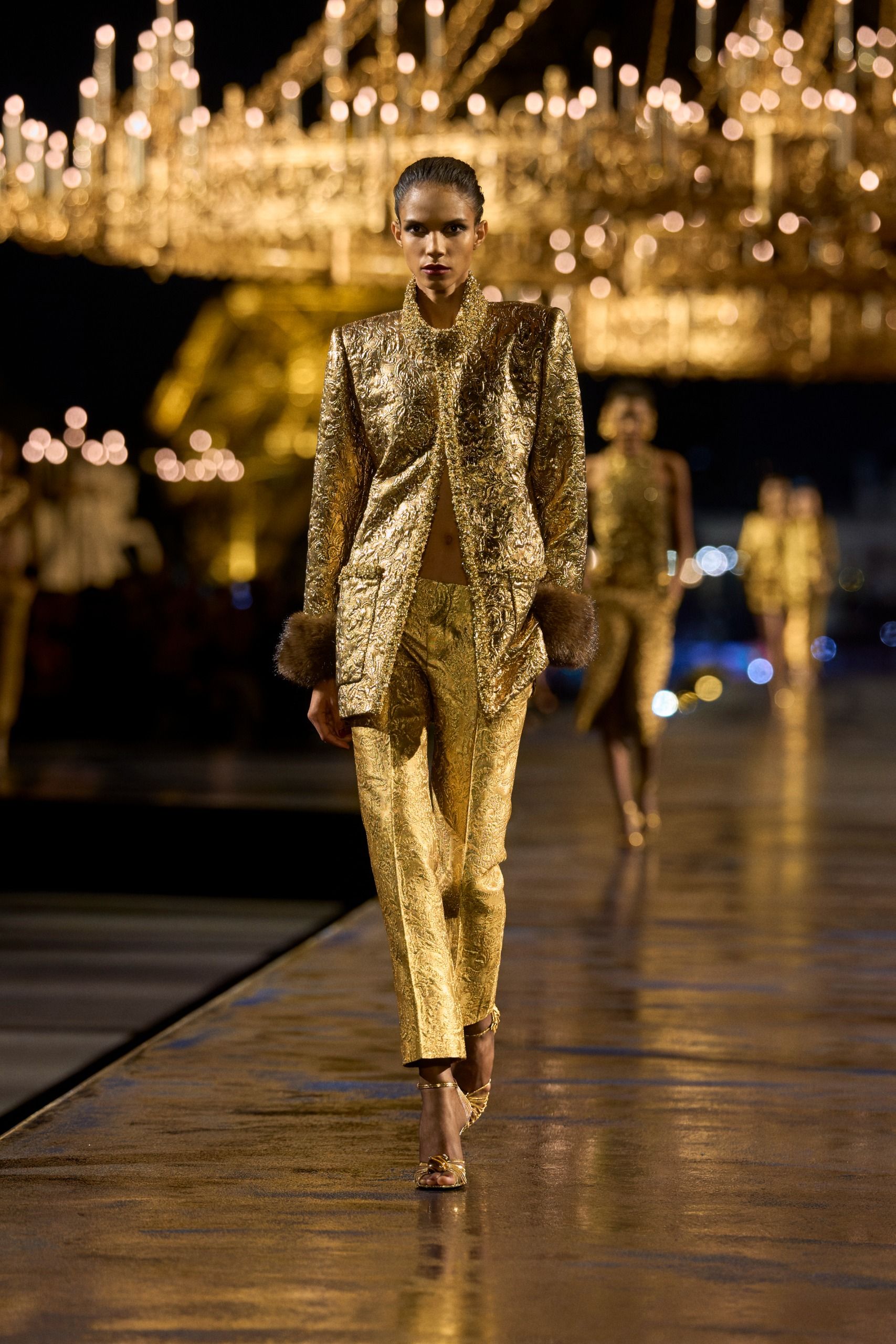 models walking the runway at the Saint Laurent spring/summer 2027 show during Paris Fashion Week