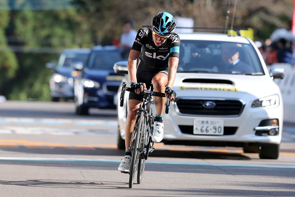 Sebastian Henao crosses the line in seventh