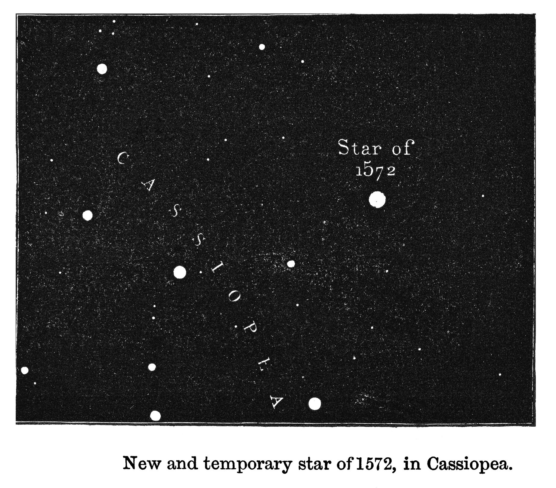 An historic engraving depicting how Tycho's 'star' might have appeared in 1572.