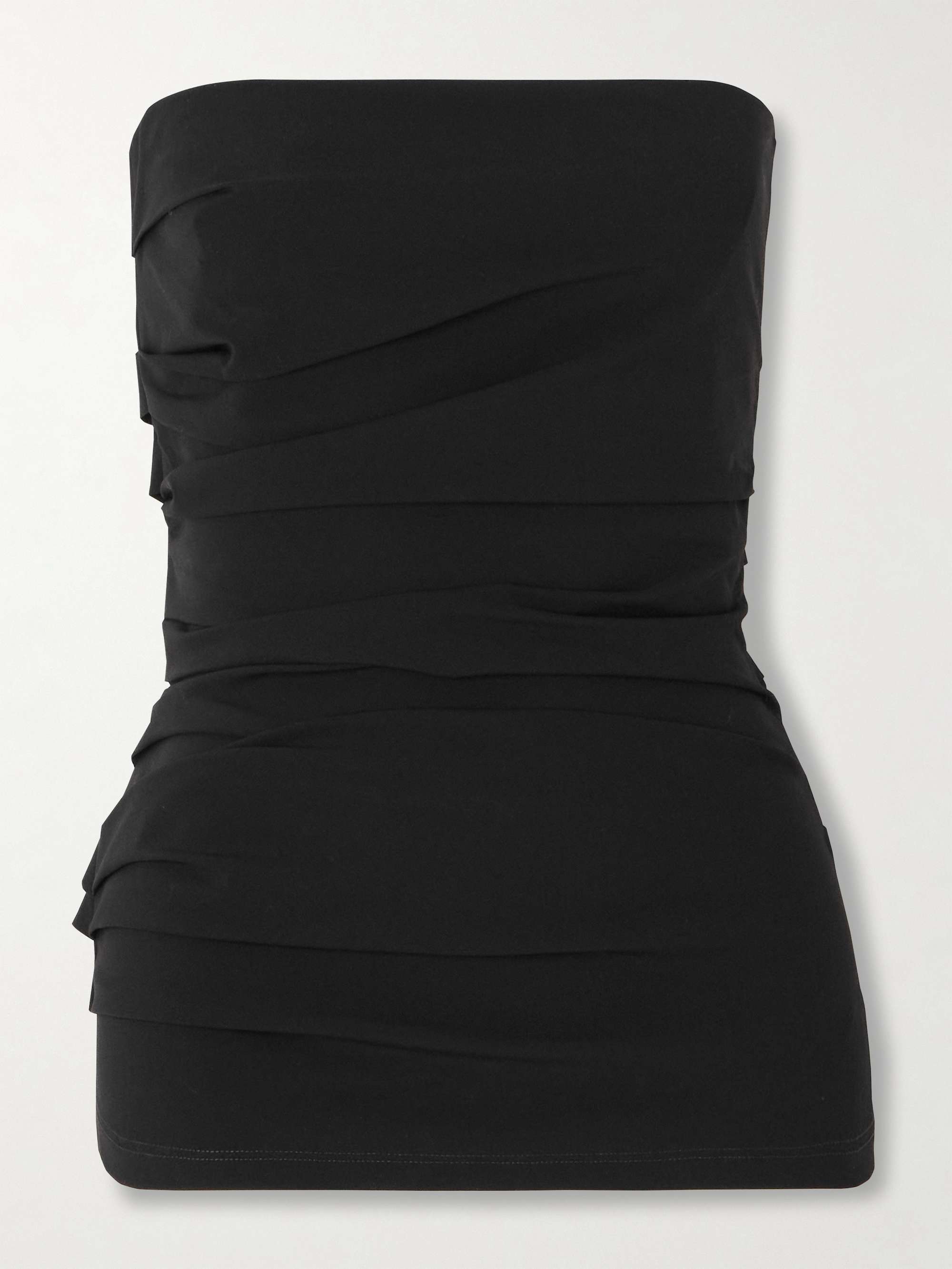 Lena Strapless Gathered Cotton-Blend Poplin Top
