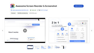 A screenshot of the Awesome Recorder and Screenshot Chrome browser extension download page.
