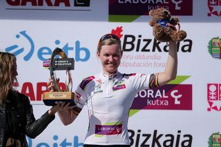 Jolien D'hoore (Boels Dolmans) wins stage 1 and takes the leader's jersey at Emakumeen Bira