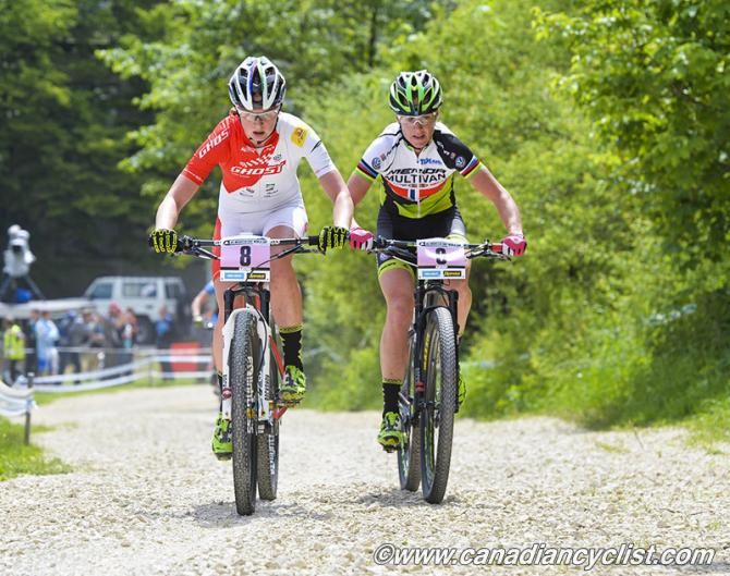 Alexandra Engen (Ghost Factory Racing) and Gunn-Rita Dahle Flesjaa (Multivan Merida Biking Team)