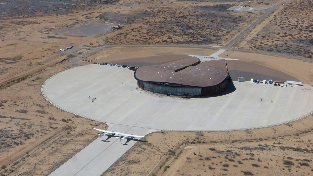 Virgin Galactic unveiled the first look at its Gateway to Space terminal for space tourists flights at Spaceport America near Truth or Consequences, New Mexico on Aug. 15, 2019.