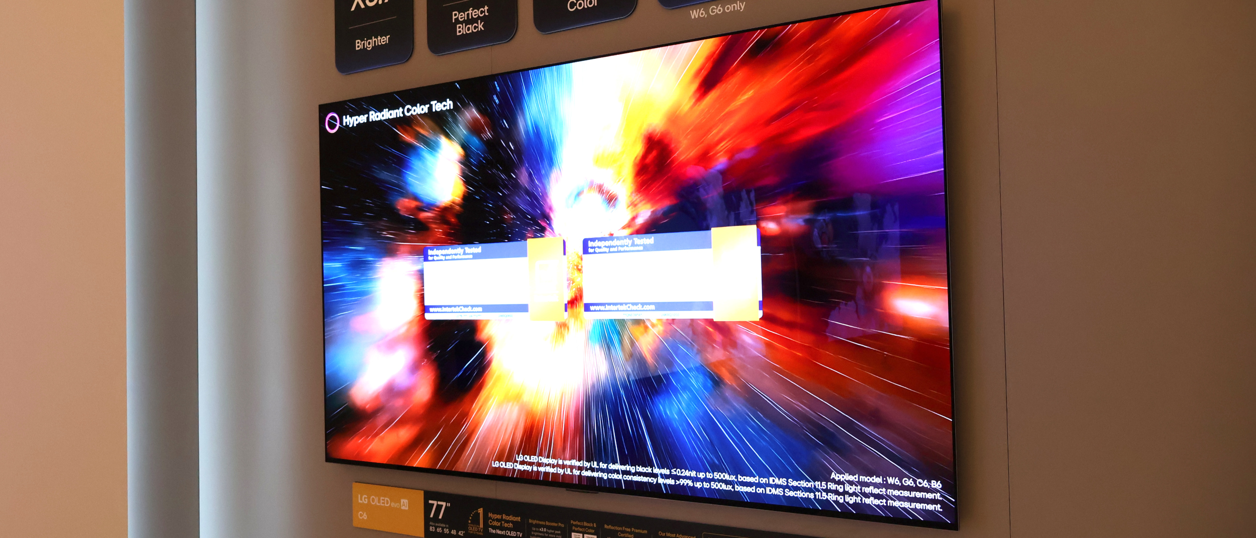 The LG C6 OLED on a wall at LG's demo suite at CES 2026.