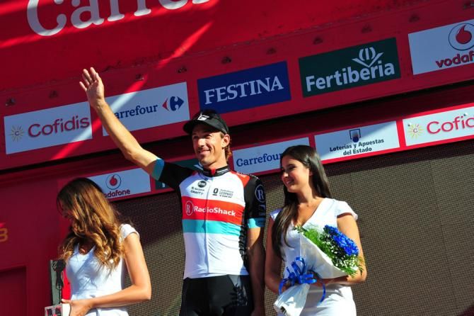 Vuelta a Espana stage 11 winner Fabian Cancellara (RadioShack Leopard) on the podium