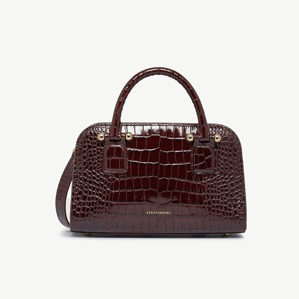Georgia Mini - Croc-Embossed Leather Burgundy