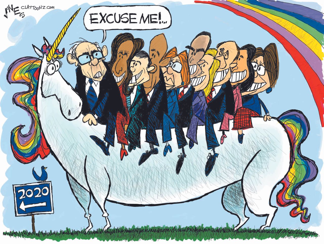 Political&amp;amp;nbsp;Cartoon&amp;amp;nbsp;U.S. Democrats 2020 Presidential Election Elizabeth Warren Cory Booker Kamala Harris Bernie Sanders Democrats