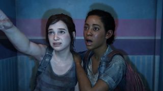 Ellie and Riley in photo booth in The Last of Us Left Behind