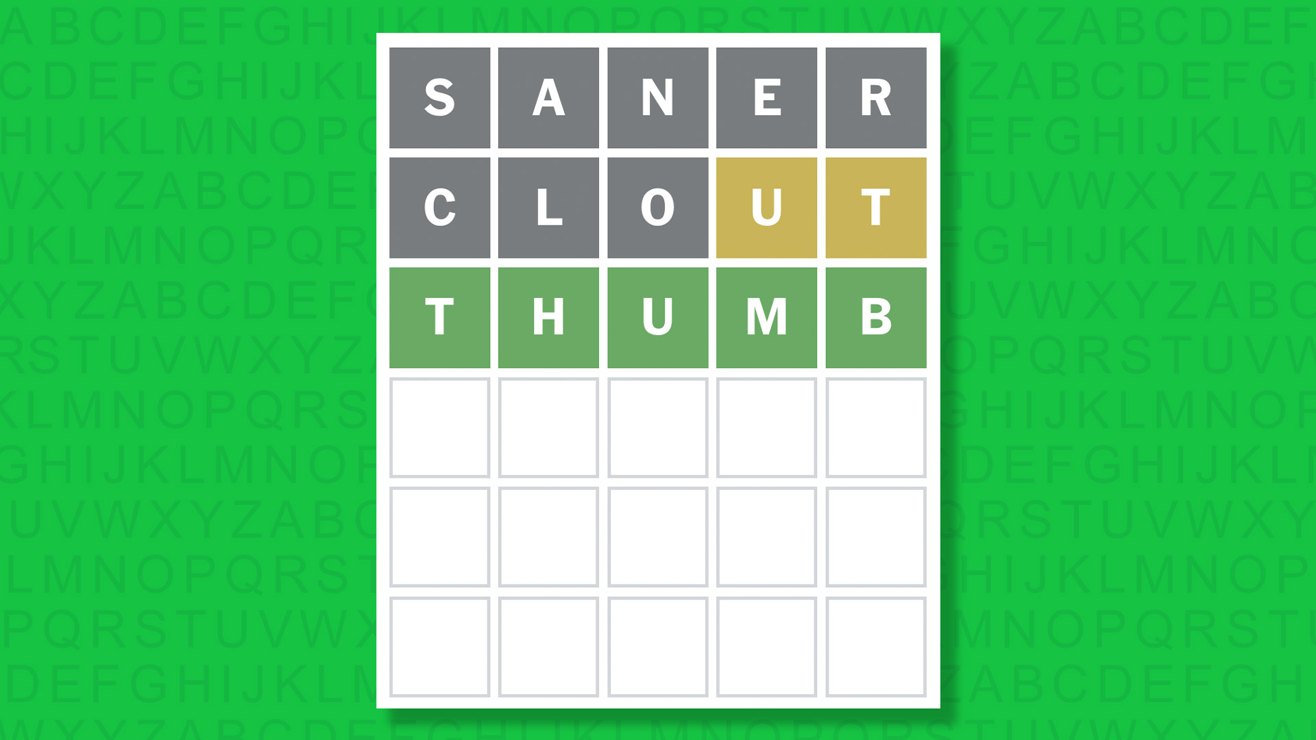 NYT Wordle answer for game 1814 on a green background