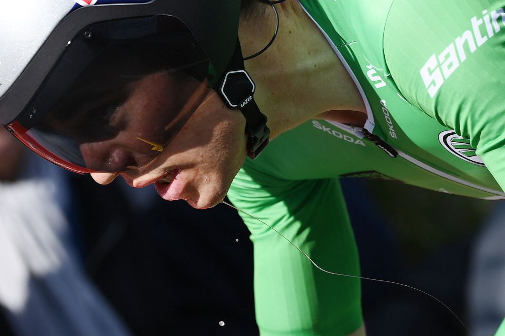 JumboVismas Belgian rider Wout Van Aert competes during the 4th stage of the 80th edition of the Paris Nice cycling race 134 km time trial stage between Domerat and Montlucon on March 9 2022 Photo by FRANCK FIFE AFP Photo by FRANCK FIFEAFP via Getty Images