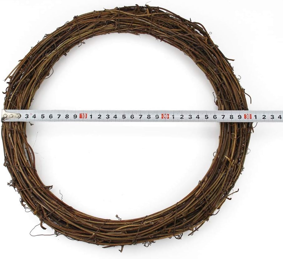 12&quot; Natural Grapevine Wreath Diy Crafts Rattan Wreaths for Christmas Door Hanging Wall Window Holiday Festival Wedding Decoration (1pcs 30cm/11.8inch)