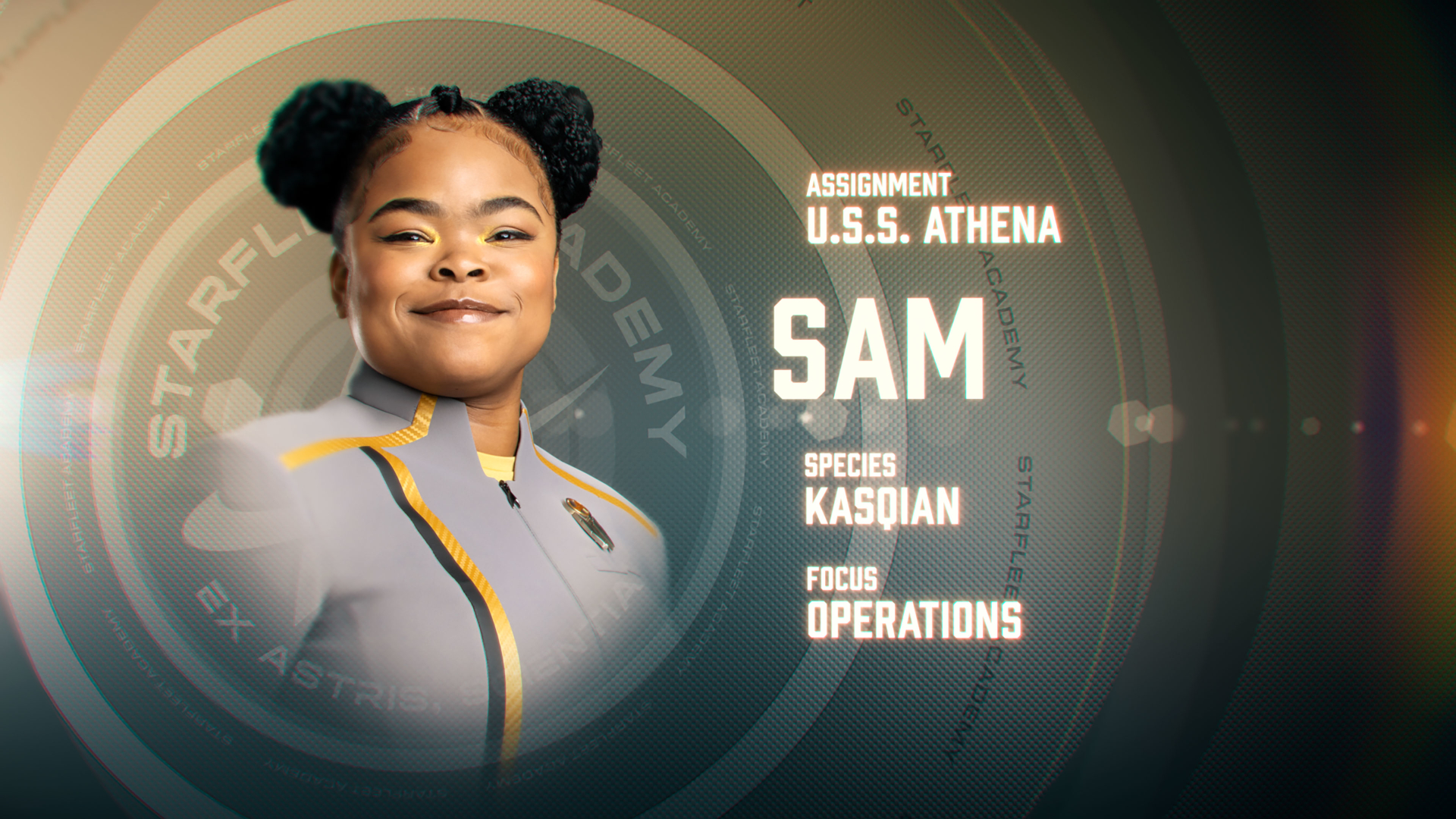 Kerrice Brooks as Sam in art for season 1 of Star Trek: Starfleet Academy. Streaming on Paramount+. Photo Credit: Sarah Coulter/Paramount+