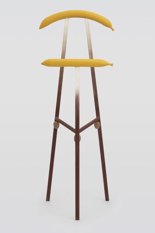 Valet stand with banana shaped hangers, part of Bitossi OMG GMO fruit furniture by Robert Stadler