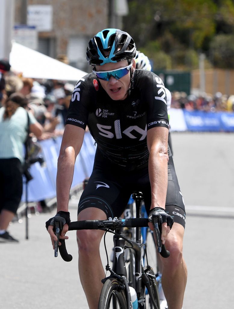 Chris Froome (Team Sky) after finishing the stage up Falls Creek