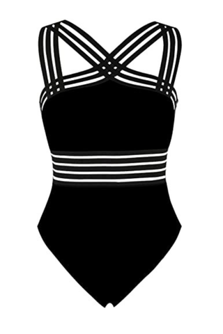RELLECIGA Women's Black Bathing Suit Adjustable Thin Shoulder Straps  Bandeau One Piece Size Small : : Clothing, Shoes & Accessories
