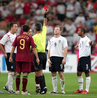 Wayne Rooney was sent off for stamping on Portugal’s Ricardo Carvalho