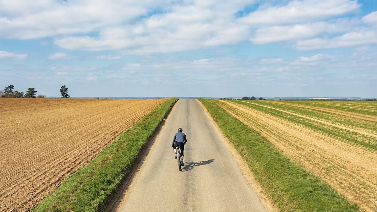 Cyclist on country road