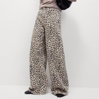 M&S Animal Print Wide Leg Jeans