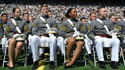 US Military cadets attend their graduation in West Point, New York.