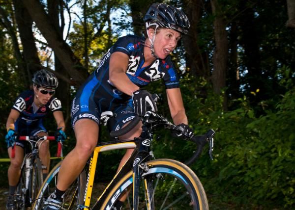 Teammates, Deidre Winfield (C3) and Arley Kemmerer (C3) join forces in pursuit of Laura van Gilder.
