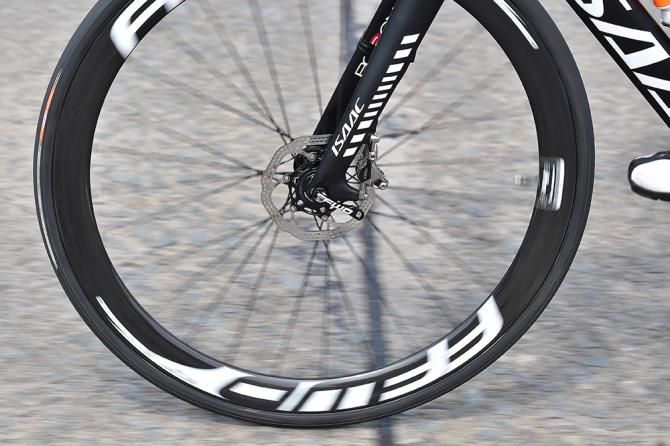 A Sram front wheel disc brake