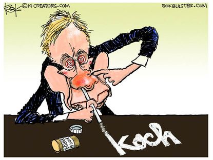 Editorial cartoon Koch brothers cocaine