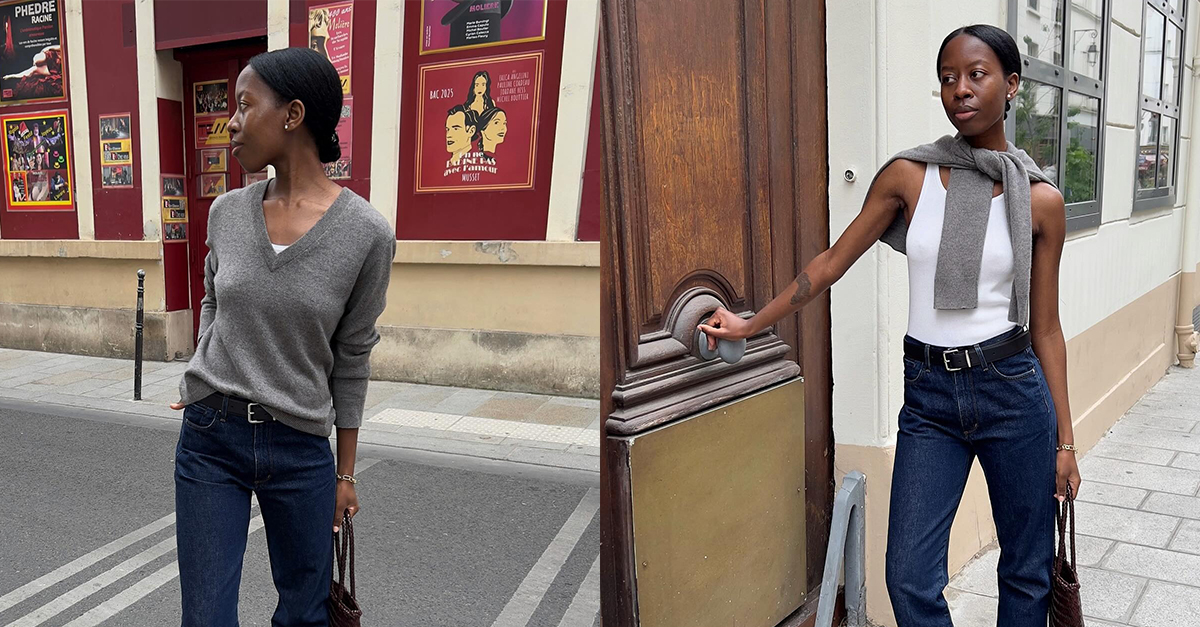 The Denim Trend Parisian Women Are Wearing With Kitten Heels