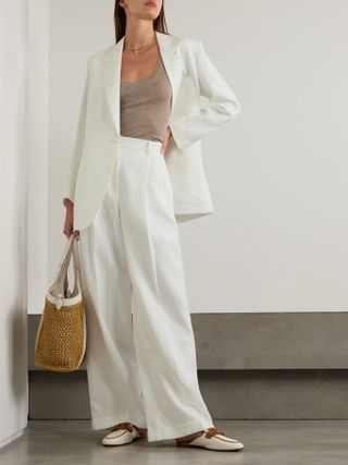 Pleated Linen Wide-Leg Pants