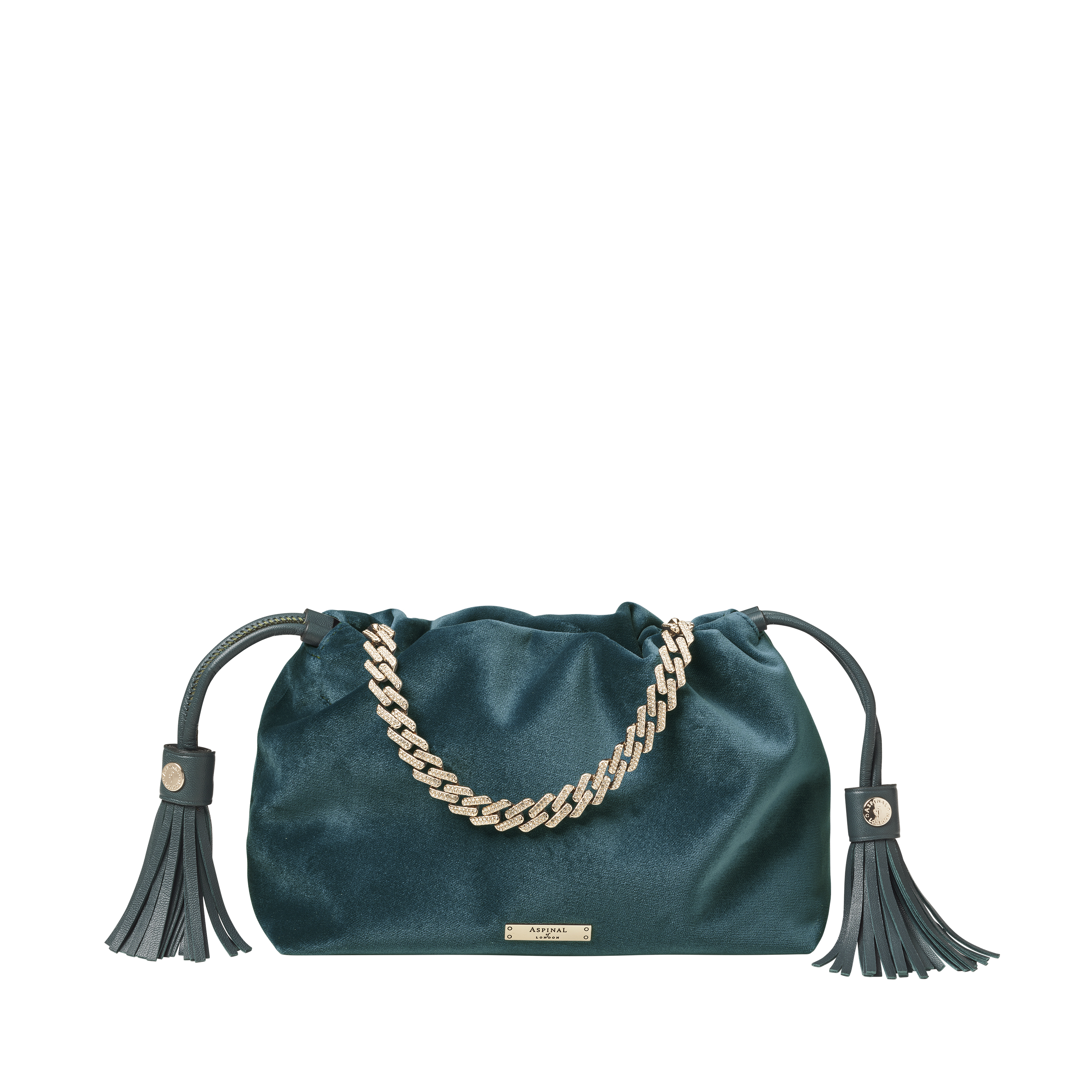 Aspinal of London Amelia bag in peacock velvet