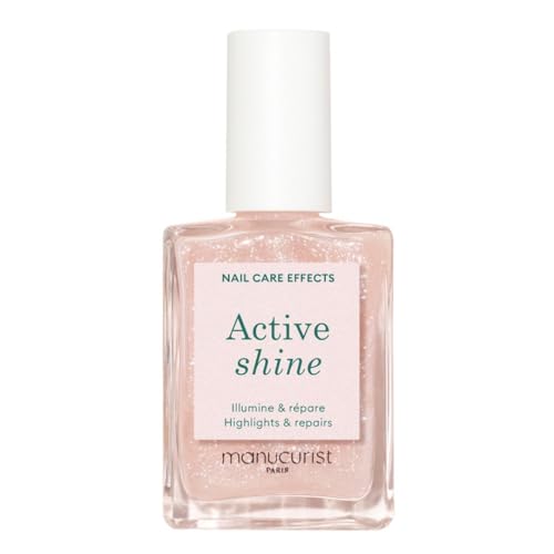 Manucurist Active Shine Illuminating &amp;amp; Care Nail Polish - Nail Concealer - No Lamp - Ultra-Shiny 2 in 1 Nude Gel Polish: Nail Strengthener and Growth, Highlighter &amp;amp; Care - Damaged Nails Repair