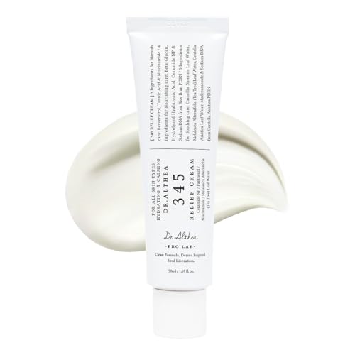 Dr.althea 345 Relief Cream | Moisturizer for Soothing Recovery and Blemish Care With Tea Tree Leaf Water &amp;amp; Niacinamide | Korean Vegan Skin Care for All Skin Types, 1.69 Fl Oz (ver.2 - Pack of 1)