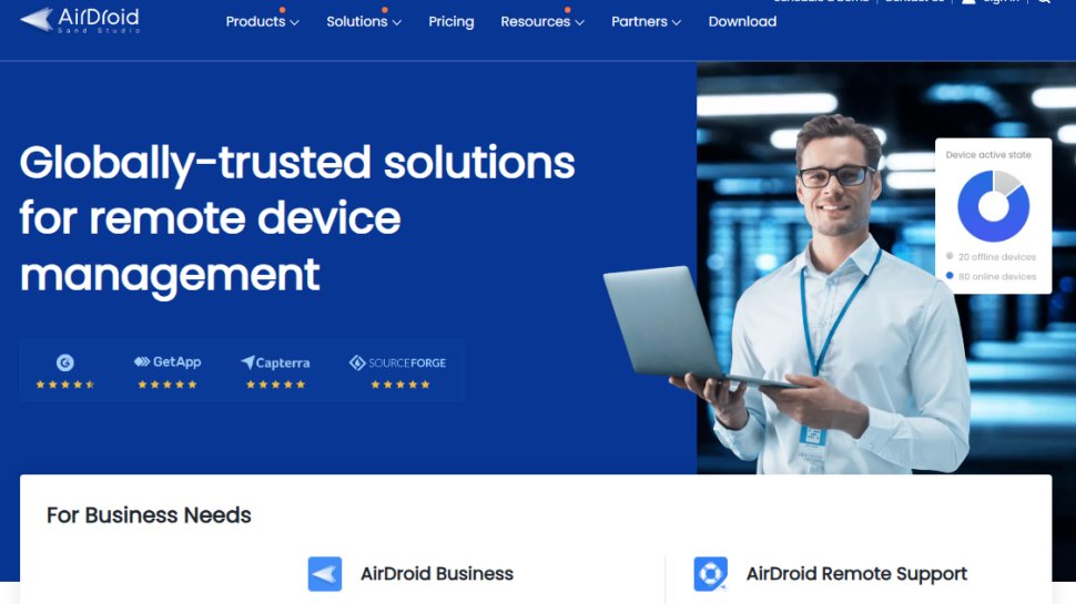 Website screenshot of AirDroid Business (July, 2025)