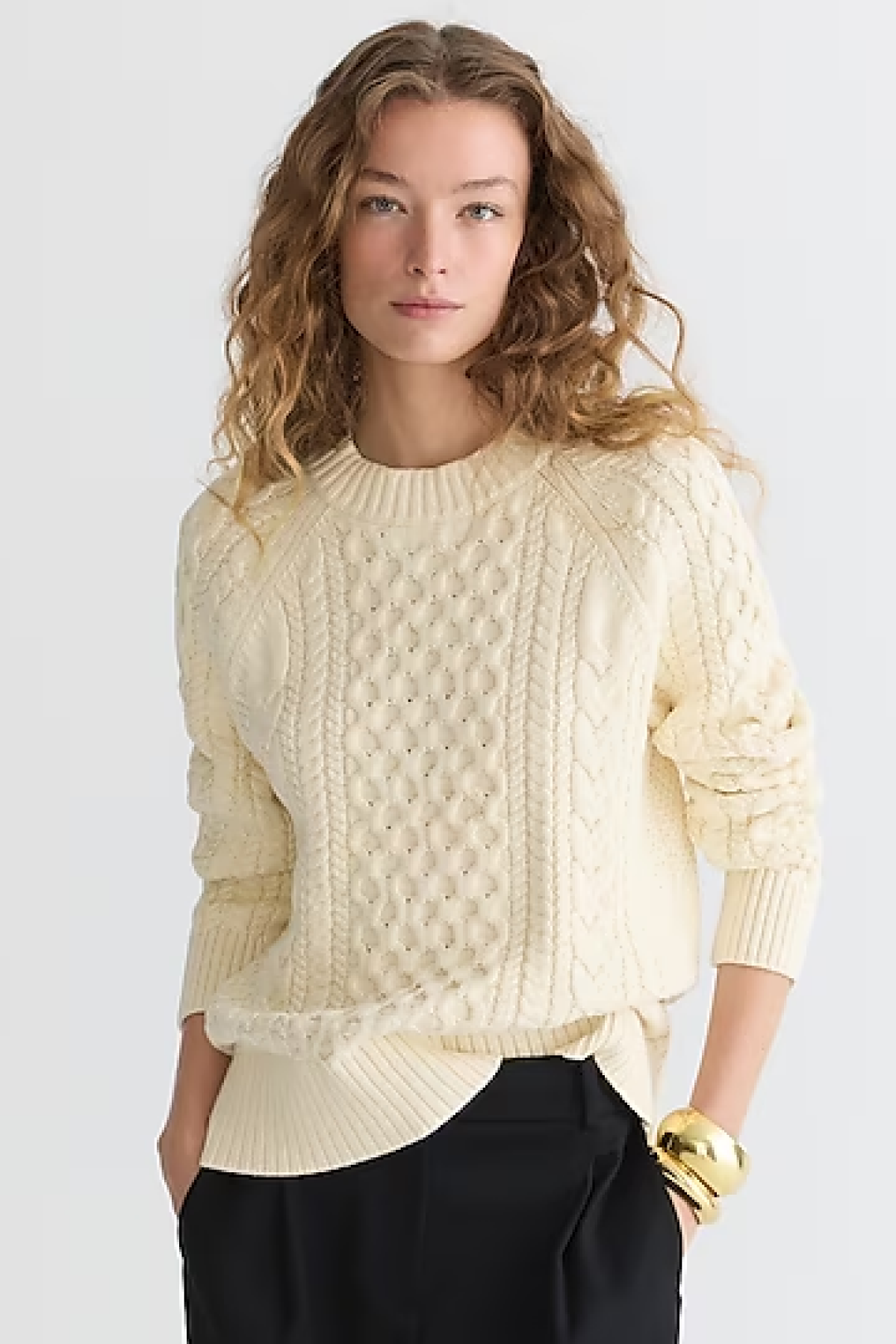 J.Crew Cable-Knit Crewneck Sweater